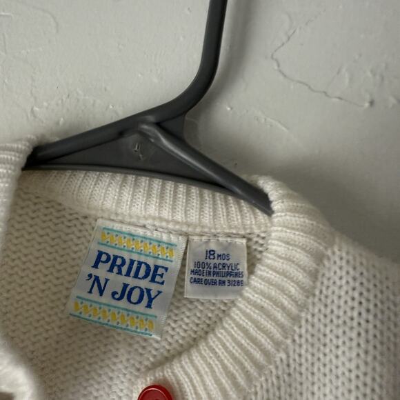 Vintage Pride 'N Joy Baby Sweater 18 Mos Floral Embroidered Knit‎ Cardigan Girls - Picture 3 of 6